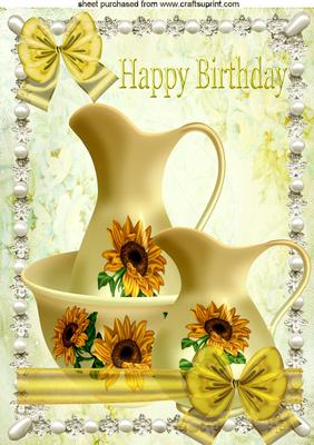 Pretty Cream Basin and Pitcher with Sunflowers in Frame