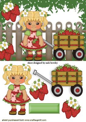 Strawberry Girl in the Garden with Strawberries