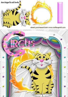 Lion with Ring of Flames in the Circus