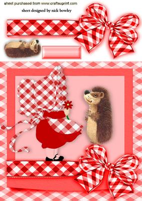 Cute Little Bonnet Girl with Hedgehog and Big Bow