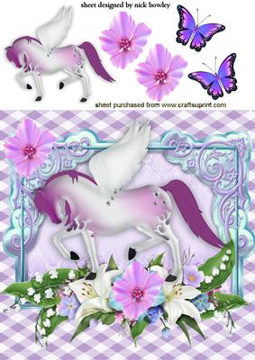 Magical Flying Horse in Flower Frame