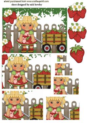 Little Strawberry Girl in the Garden Pyramids