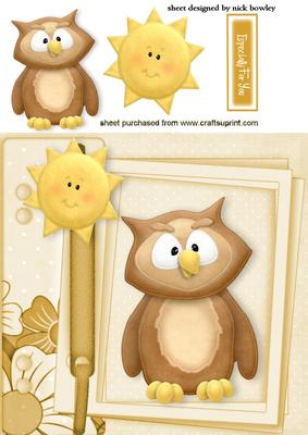 Cute Little Owl with Sunshine on a Scrapbook Page