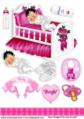 Little Sleepy Head Baby Girl Scrapbook Elements