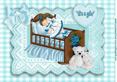 Pretty in Turq Sleeping Baby in Her Crib A4