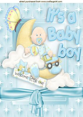 Bouncing Baby Boy on the Moon with Cloud A4