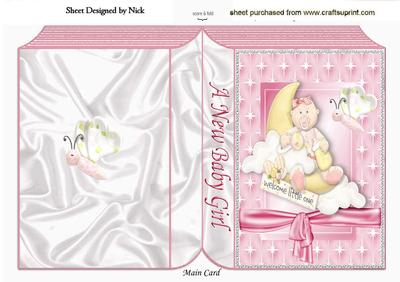 Bouncing Baby Girl on a Cloud with Butterfly Folded Book