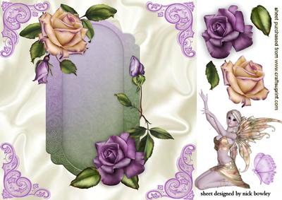 Beautiful Plaque with Roses and a Little Faerie