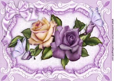 Beautiful Roses with Butterflies and Bow A4