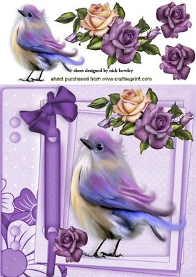 Cute Little Bird with Roses on a Scrapbook Page