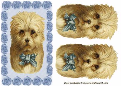 Beautiful Vintage West Highland Terrier Decoupage