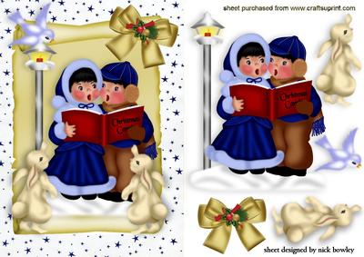Carol Singers on a Scroll with Cute Little Animals
