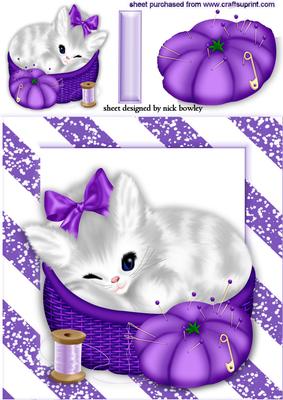So Cute! Little White Kitten Sleeping in a Basket