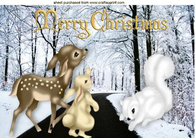 On the Snow Road with Cute Little Deer and Friends A4