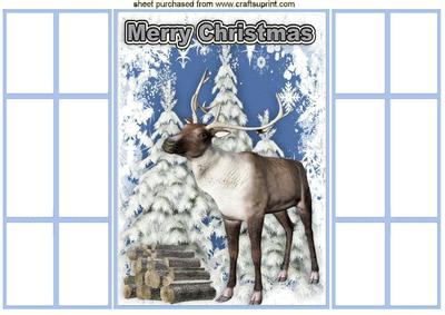 Reindeer in the Snow with Snowy Tree French Gatefold