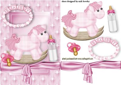 Pink Rocking Horse Baby Pink with Bow