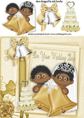 Peek a Boo Ethnic Wedding Couple with Cake on Scrapbook Page