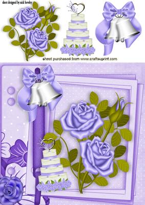 Purple Wedding Bells with Roses on a Scrapbook Page