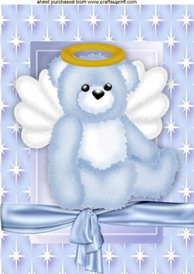 Little Angel Bear in Star Frame with Bow A4