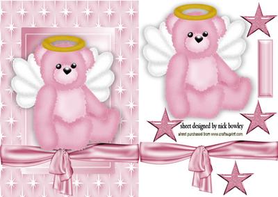Little Angel Bear in Pink Star Frame