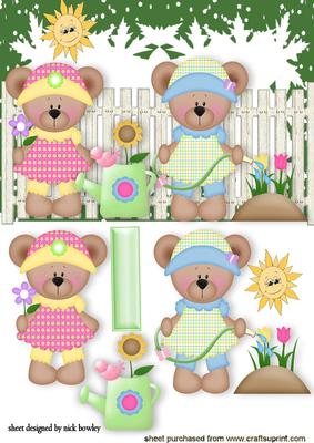 Lovely Sunny Day Teddies in the Garden