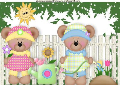 A Lovely Sunny Day Teddies in the Garden A4