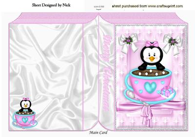 Cute Little Penguin with Teacup Folded Book