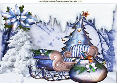 Santas Sleigh with Presents in the Snow A4