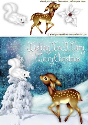 Little Deer with White Squirrel in the Snow