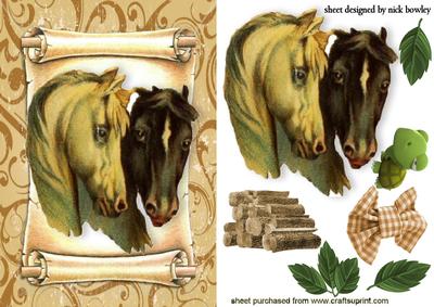Beautiful Vintage Horses on a Scroll