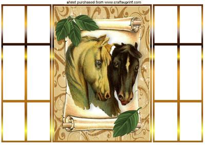 Beautiful Vintage Horses on a Scroll French Gatefold