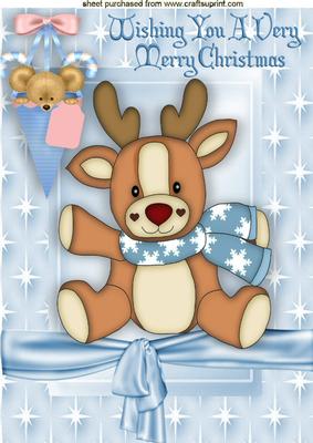 Cute Mouse in a Cone, with Reindeer in Star Frame A4