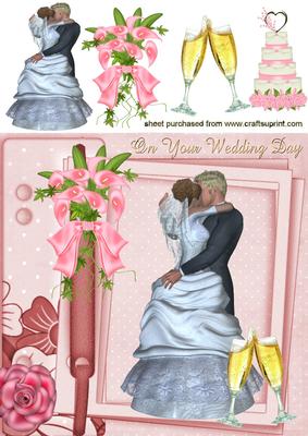 Lovely Wedding Couple with Roses in Scrapbook Page