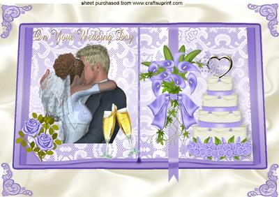 The Happy Couple on Open Lace Book with Roses A4