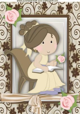 Sweet Little Princess in a Chair with Rose Frame A4