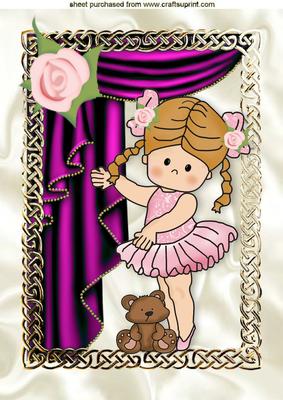 Little Rosebud Ballerina with Her Teddy A4