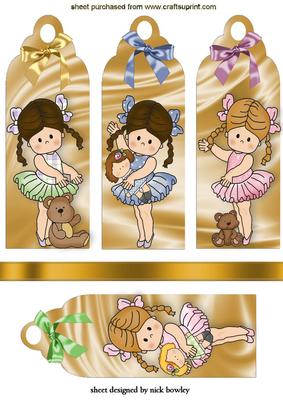 Litle Ballerina Bookmarks with Bows and Teddies