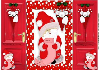 Santa with His List and Cute Mouse in a Cone Gatefold