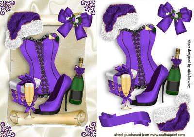 Saucy for Christmas Sexy Purple Basque and Santa Hat