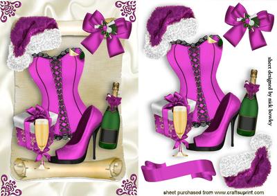	saucy for Christmas Sexy Pink Basque and Santa Hat