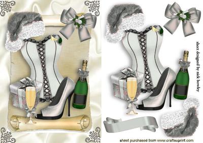 Saucy for Christmas Sexy Silver Basque and Santa Hat