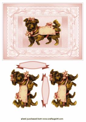 Pretty Vintage Dog with Bow Quick Card