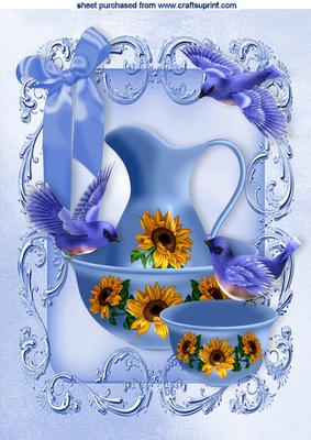 Blue Birds with Floral Pitcher and Basin A4