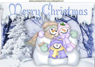 Snowman and Snow Family in the Snow A4