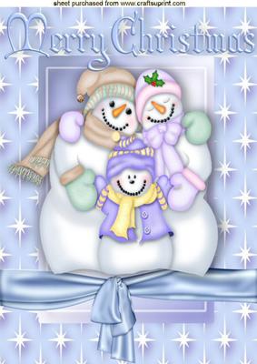 Cute Snowman Family in Star Frame A4