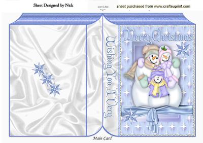Cute Snowman Family in Star Frame Folded Book