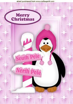 Cute Penguin with Snow Signs in Star Frame A4