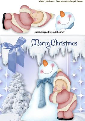 Best of Friends Little Girl Hugging Snowman