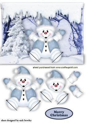 Cute Snowman Skiing in the Snow