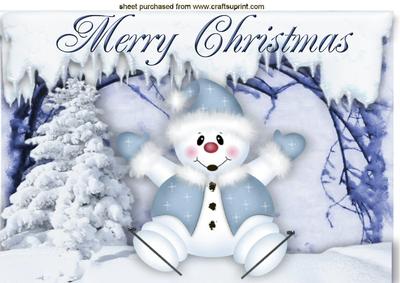 Cute Snowman Skiing in the Snow A4